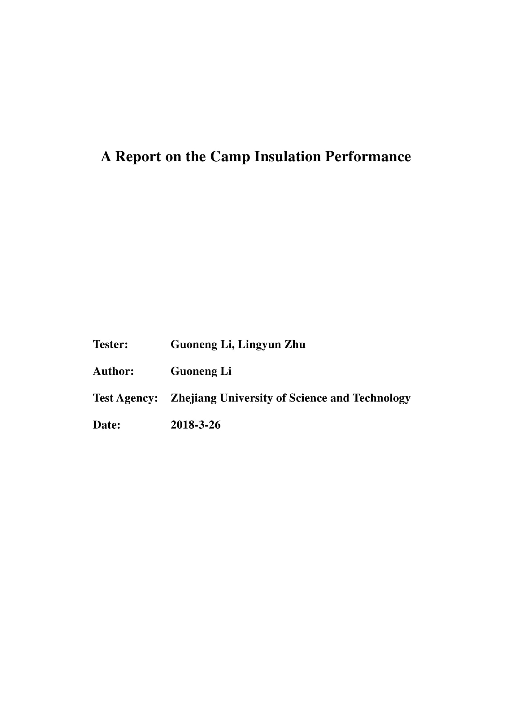 Insulation Performance Report